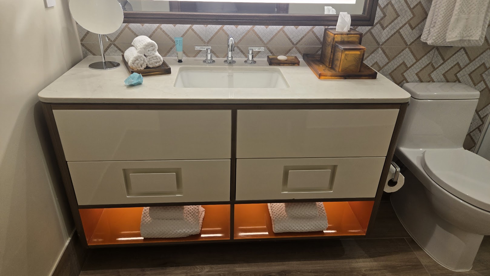Renovated Bathroom Vanity with Amber Nightlight
